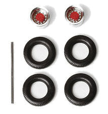 Truck Accessories (8 Sets) -- Dual Chrome Wheels w/Tires, Red Hubs & Axles