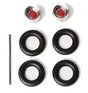Truck Accessories (8 Sets) -- Dual Chrome Wheels w/Tires, Red Hubs & Axles