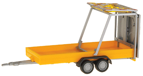 European Construction Equipment - Trailers -- 2-Axle Utility Trailer w/Lane Closure Warning Sign