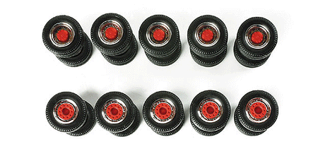 Herpa Accessories - Truck Wheels -- 5 Sets (chrome, red)
