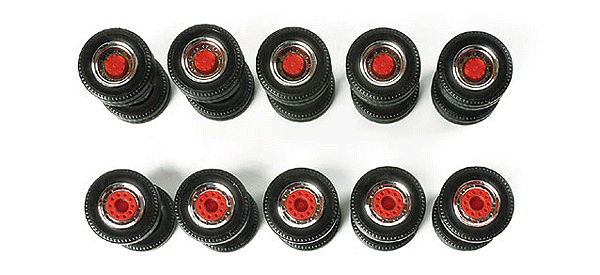 Herpa Accessories - Truck Wheels -- 5 Sets (chrome, red)
