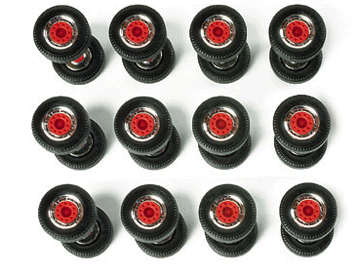 Herpa Accessories - Wheels for Trailers -- Chrome & Red
