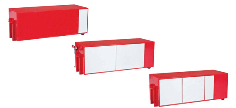 3-Door Roll-Off Container - Assembled -- Fire Department (red, white) pkg(3)