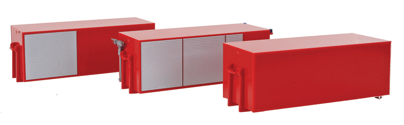 2-Door Roll-Off Container - Assembled -- Fire Department (red, white) pkg(3)