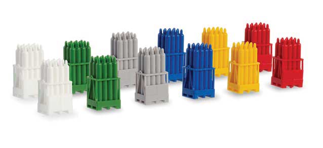 Gas Cylinders in Rack - Assembled -- 2 Each of 6 Colors pkg(12)