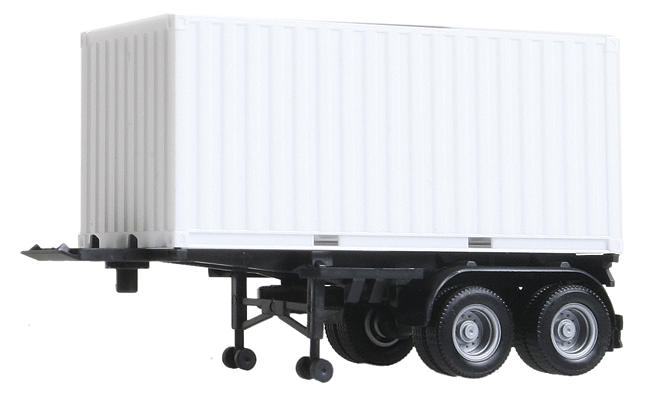 20' Container on Chassis - Assembled -- White Container, Black Chassis-1
