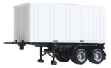 20' Container on Chassis - Assembled -- White Container, Black Chassis-1