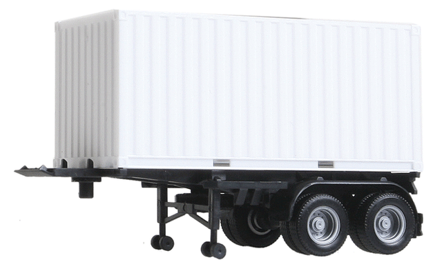 20' Container on Chassis - Assembled -- White Container, Black Chassis-1