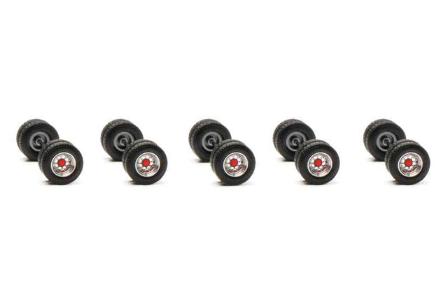 Trailer Wheelsets -- 10 Sets (chrome, red)