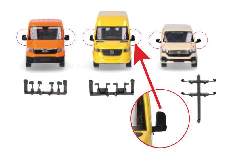 Mirror Set for Vans -- For VW, Mercedes, MAN 5 Sets