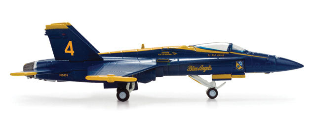 Herpa Wings F/A 18 Fighter Jet - Assembled (Die Cast Metal) -- US Navy Blue Angels (blue, yellow)