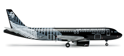 Herpa Wings Aircraft Airbus 320 - Assembled -- Air New Zealand (Rbgby Scheme, black, white)