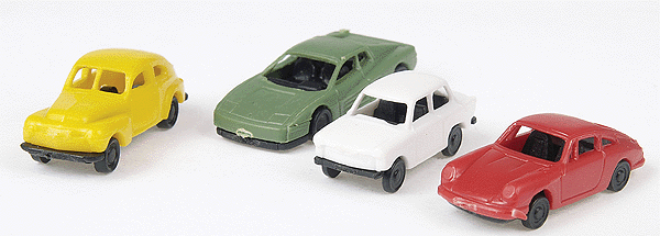4 Assorted Cars (Various Colors) -- Set #1