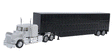 Kenworth W-900 w/Skirted Chassis, Tool Box & 48' Livestock Trailer -- White Tractor, Black Trailer