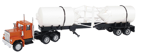American Trucks - Tractor/Trailer - GMC General; Short Chassis -- w/Flatbed Trailer & 2 Sand Silos
