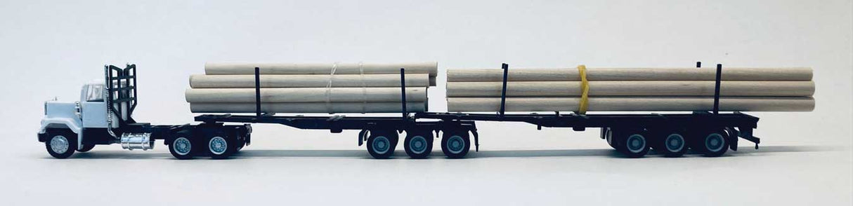 American Trucks - Tractor-Trailer - GMC General Super B 3-Axle Conventional -- w/Headache Rack, 6-Axle Logging Train & Logs-2