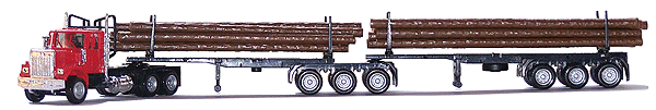 American Trucks - Tractor-Trailer - GMC General Super B 3-Axle Conventional -- w/Headache Rack, 6-Axle Logging Train & Logs-1