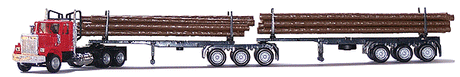 American Trucks - Tractor-Trailer - GMC General Super B 3-Axle Conventional -- w/Headache Rack, 6-Axle Logging Train & Logs-1