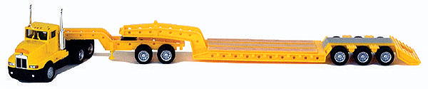 American Truck - Tractor-Trailer - Kenworth T-600 Conventional -- With Tri-Axle Heavy Equipment Trailer (Construction Yellow)
