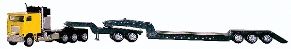 American Trucks Tractor-Trailer Freightliner 3-Axle Cabover w/Generator -- w/32' Heavy-Haul Flatbed Trailer w/2-Axle Converter Dolly