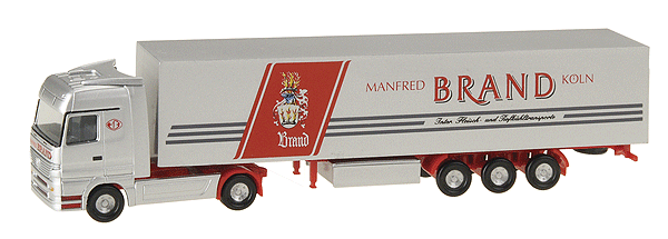 European Trucks - Mercedes Actros LH 2-Axle Cabover -- w/3-Axle Euro Box Trailer - Brand (gray, red)