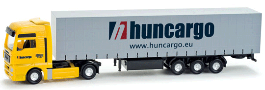 Truck MAN TGX XXL Tractor w/Curtain Semi Trailer -- Huncargo (yellow Tractor, gray Trailer)