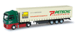 MAN TGX XXL Semi Tractor w/Canvas Trailer - Assembled -- Petschl (green, red, white, German Lettering)
