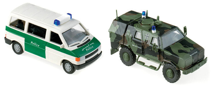 Roco Mini-Tanks Modern German Army BW - Light Trucks -- Dingo & Volkswagen T4 Military Police w/ISAF Markings