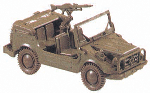 Roco Mini-Tanks Modern German Army (BW) Light Trucks -- Munga All-Terrain Vehicle w/Machine Gun, Top Down