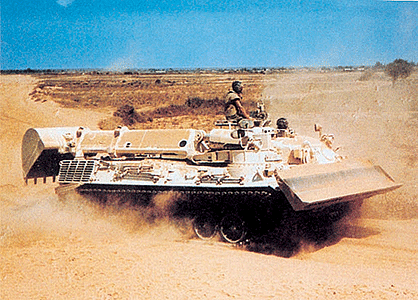 Roco Mini-Tanks United Nations (UN) Corps of Engineers Equipment -- Dachs (Badger) Armored Excavator/Dozer (white, black)