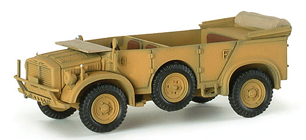 Former German Army WWII - Heavy Cross-Country Car/Troop Carrier Type 108 1a -- Early Kfz 15/Kfz 70 4x4 w/External Spare Tire; Top Down (sand)