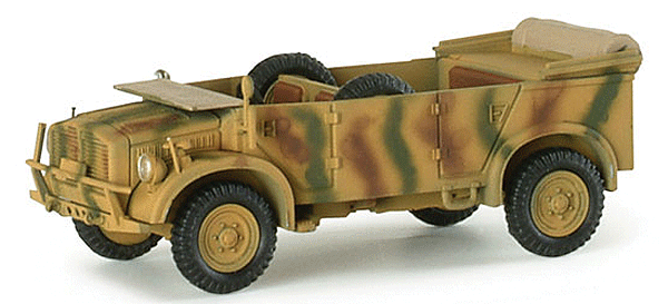 Former German Army WWII - Heavy Cross-Country Car/Troop Transport Type 40 Late -- Kfz 15/Kfz 70 4x4 w/Internal Spare Tire; Top Down (Ambush Scheme)
