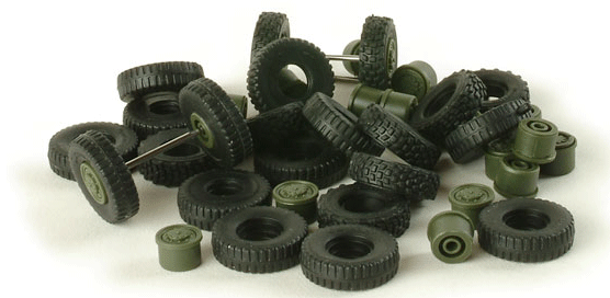 Assorted Armies - Accessories -- "Rubber" Tires & Wheels pkg(46)-1