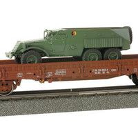 Herpa Military Modern Germany Army (BW) Railroad Equipment -- Flay Car w/152 Reconn. Vehicle Load