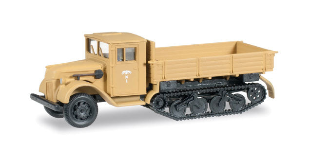 Ford Wooden-Cab Half-Track Low-Side Truck - Assembled -- Africa Corps (sand, German Lettering)