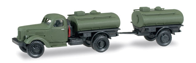 Zil 164 Tank Truck w/Tank Trailer  - Assembled -- East German Army (green, German Lettering)