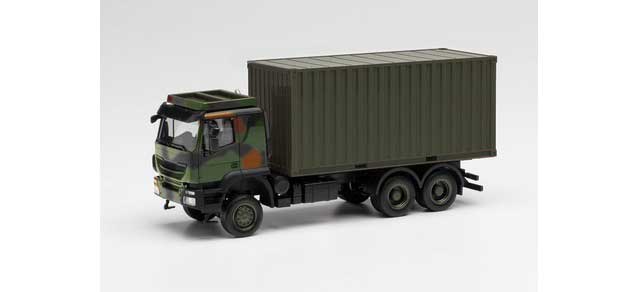 Iveco Trakker 6x6 Flatbed Truck with Container - Assembled -- German Army (camouflage)