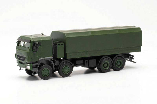 Iveco Trakker 8x8 Covered Flatbed Truck - Assembled -- Undecorated (green)