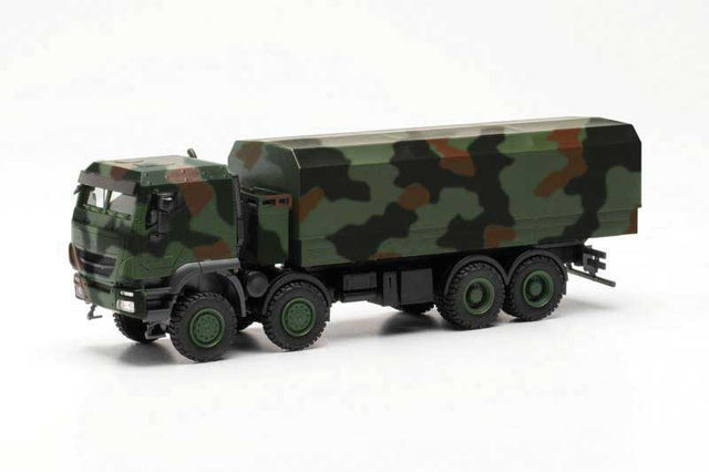 Iveco Trakker 8x8 Covered Flatbed Truck - Assembled -- Green Camouflage