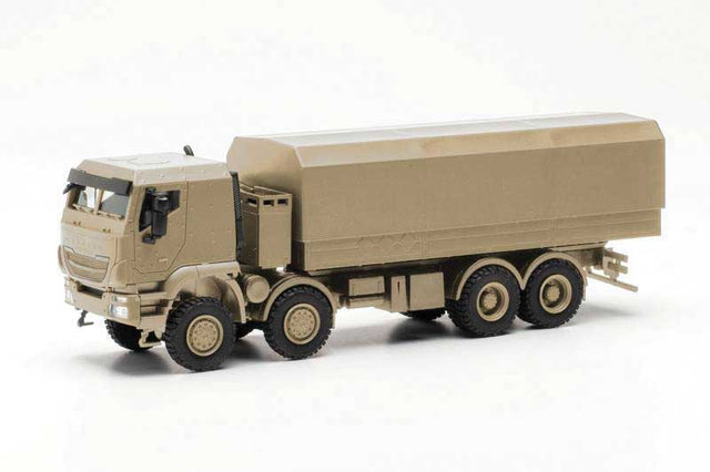 Iveco Trakker 8x8 Covered Flatbed Truck - Assembled -- Tan