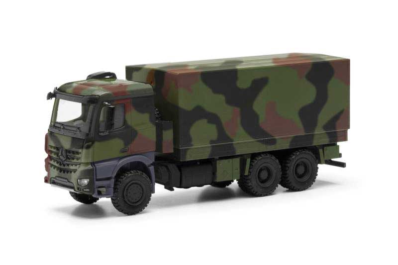 Mercedes-Benz Arocs Covered Flatbed Truck - Assembled -- Camouflage