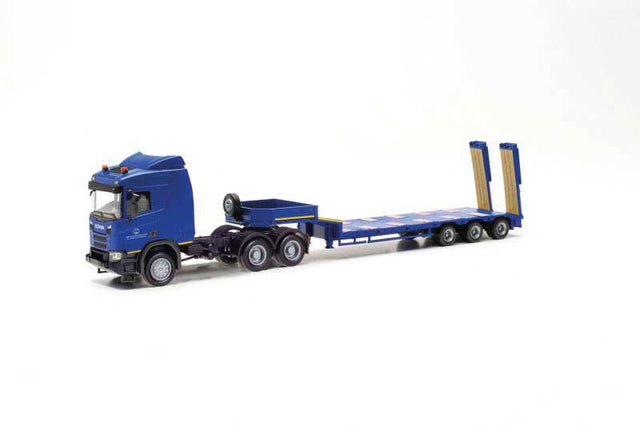Scania CR ND with Lowboy Trailer - Assembled -- German Army (blue, German Lettering)