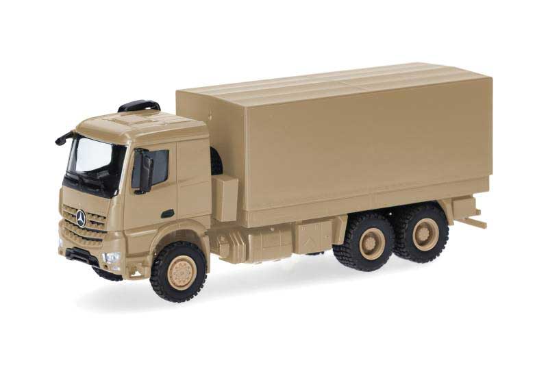 Mercedes-Benz Arocs 6x6 Low-Side Truck w/Cover - Assembled -- Beige