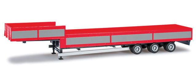 Drop-Deck Trailer - Assembled -- Red, Silver
