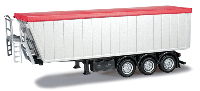 3-Axle Dump Trailer w/Cover - Assembled -- Silver-1