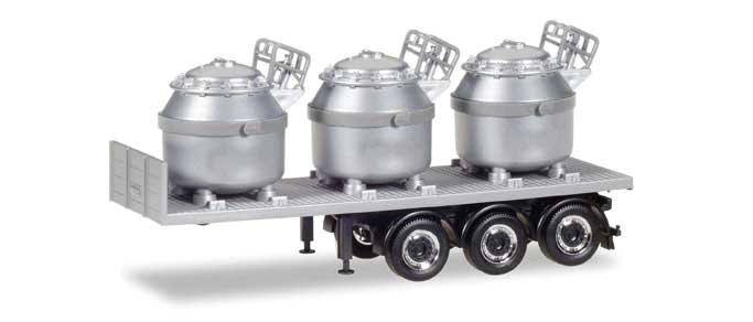 Tri-Axle Highboy Trailer with Aluminum Pot Load - Assembled -- Silver