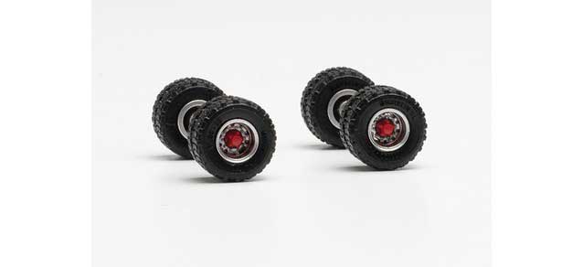 Steel-Rim Wheelsets with Tires and Axles -- 11mm Off-Road Trailer Tires - 2 Axles