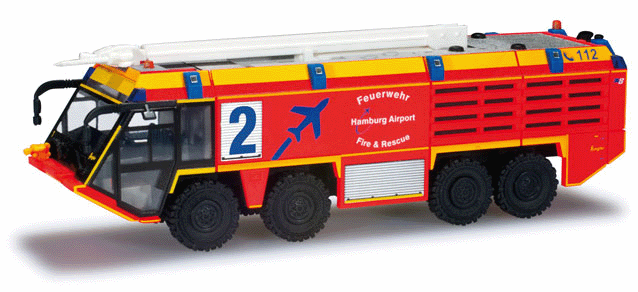 Ziegler Z8 Airport Fire Truck  - Assembled -- Hamburg, Germany, Airport (red, yellow, blue, German Lettering)