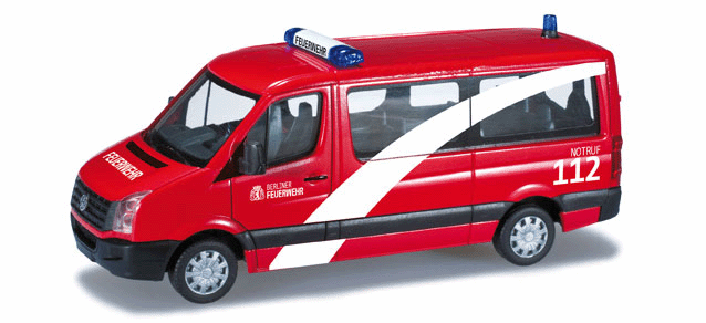 Volkswagen Crafter Passenger Van w/High Roof - Assembled -- Berlin, Germany, Fire Department (red, white, German Lettering)