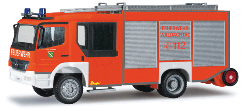Mercedes-Benz Atego Ziegler Z-Cab Fire Truck - Assembled -- Fire Department (red, silver, white, German Lettering)